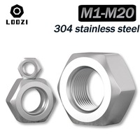 Hex Nut M1 M1.2 M1.4 M1.6 M2 M2.5 M3 M3.5 M4 M5 M6 M8 M10 M12 M14 M16 M18 M20 DIN934 304 Stainless Steel Hex Hexagon Nut