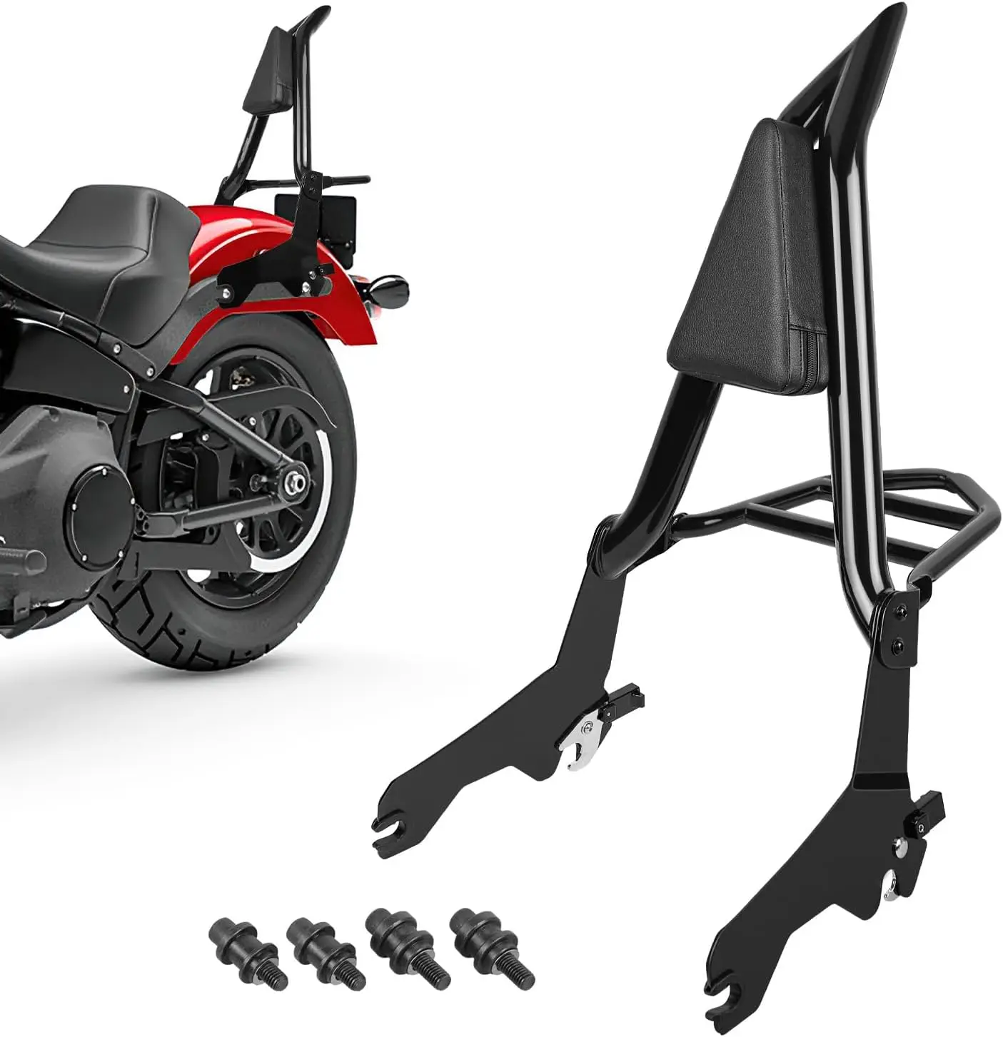 Motorcycle Passenger Sissy Bar Backrest and Luggage Rack, Compatible with Select Cruiser Motorcycles