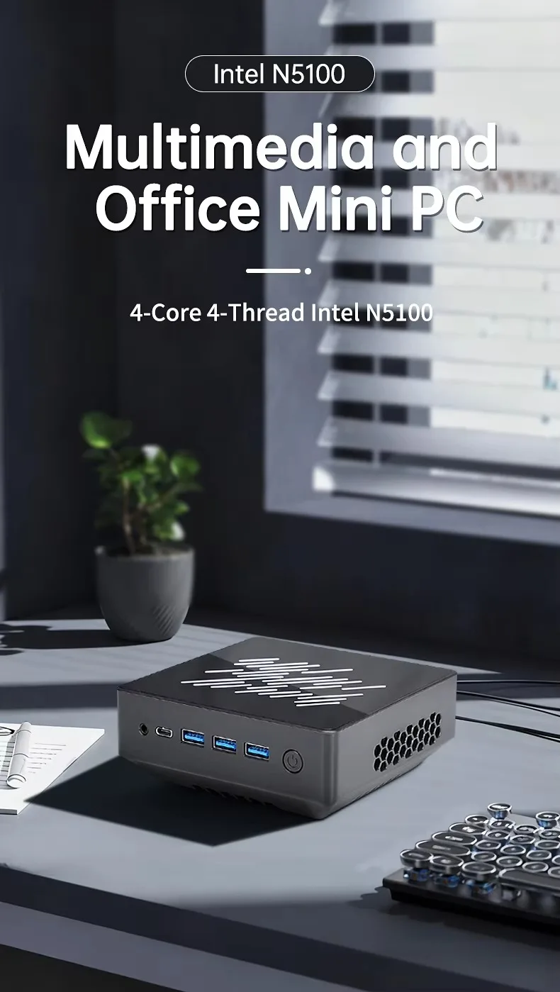 SZBOX MINI PC Intel Celeron N5100 Windows11 PRO 16GB 32GB 1TB DDR4 M.2 NVME SSD WIFI 6 BT5.2 Office Desktop Computer MINI Laptop