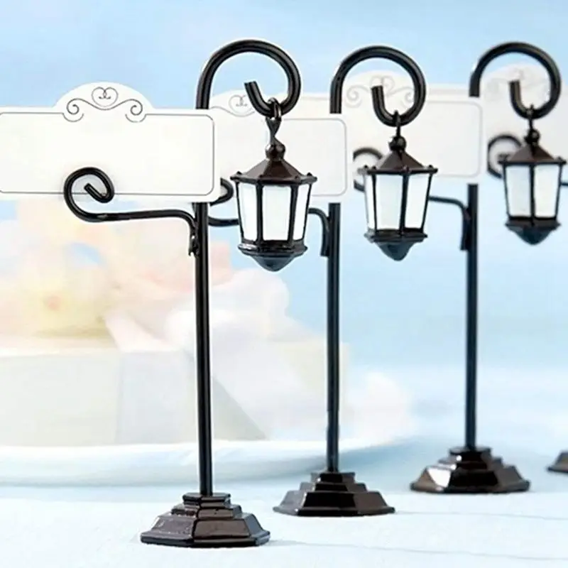 5 PCS Streetlight Shape Wedding Party Reception Place Card Holder Number Name Table Menu Picture Photo Clip Card Holder Stand Wi