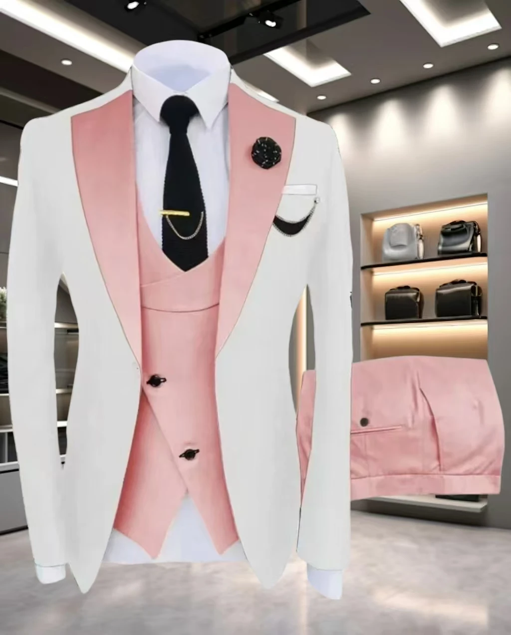 

Мужское пальто Деловой формальный приталенный костюм 3-х предметный мужской костюм с пиковыми лацканами на заказ Шафер жених Свадебный смокинг Двухцветный пиджак