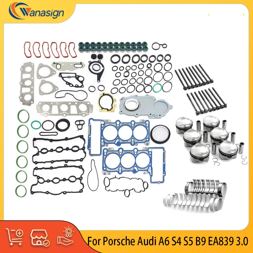 

Деталь двигателя, ремонтная прокладка, комплект поршневых подшипников, подходит для 3,0 л V6 Gas EA839 для Porsche Audi A6 S4 S5 B9 3.0 TFSI 9A710706530