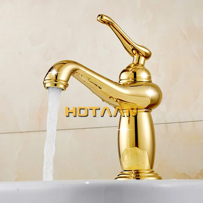 . New arrival Bathroom gold Basin Faucet Gold finish Brass Mixer Tap with ceramic torneiras para banheiro