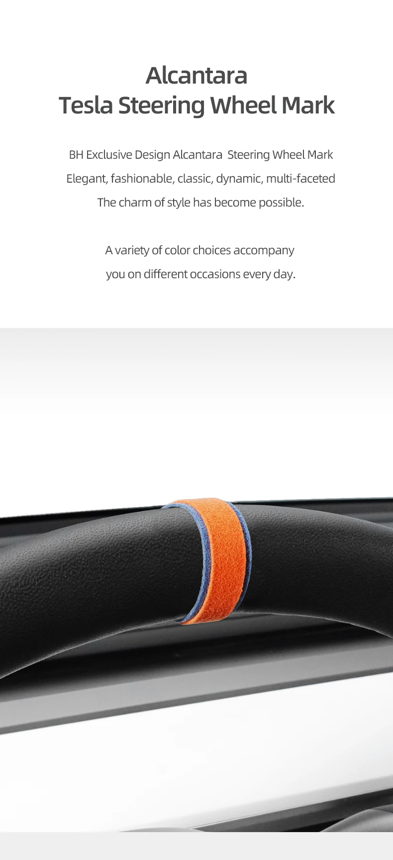 Für Tesla BMW Mercedes Audi Porsche Volkswagen Toyota Honda Made aus Alcantara Auto Lenkrad Top Center Marker Zubehör – Detail 1