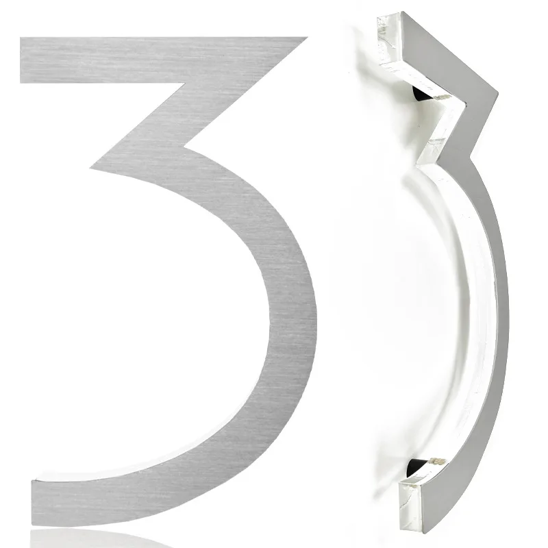 8-inch screw semi-perforated stainless steel acrylic crystal letter hotel room number, villa courtyard customized doorplate