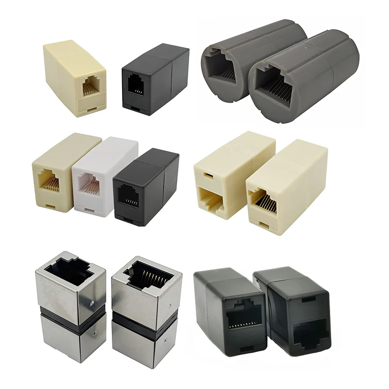 

5PCS RJ45 beige straight-through head 8P8C network connector crystal head pair joint eight-core wire extender pair interface