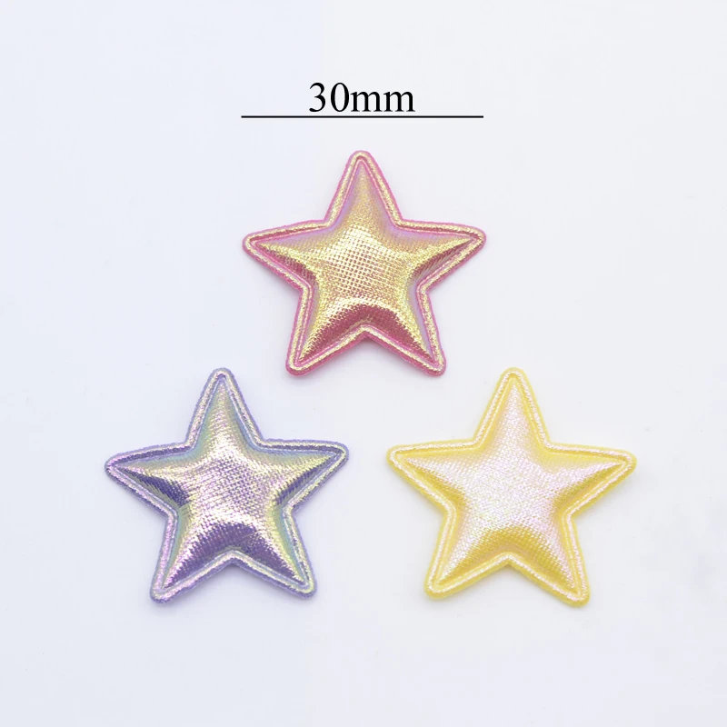 50Pcs 30mm imbottito Glitter panno stella Applique per cappello fai da te vestiti tessuto cucito patch copricapo clip di capelli arco Decor