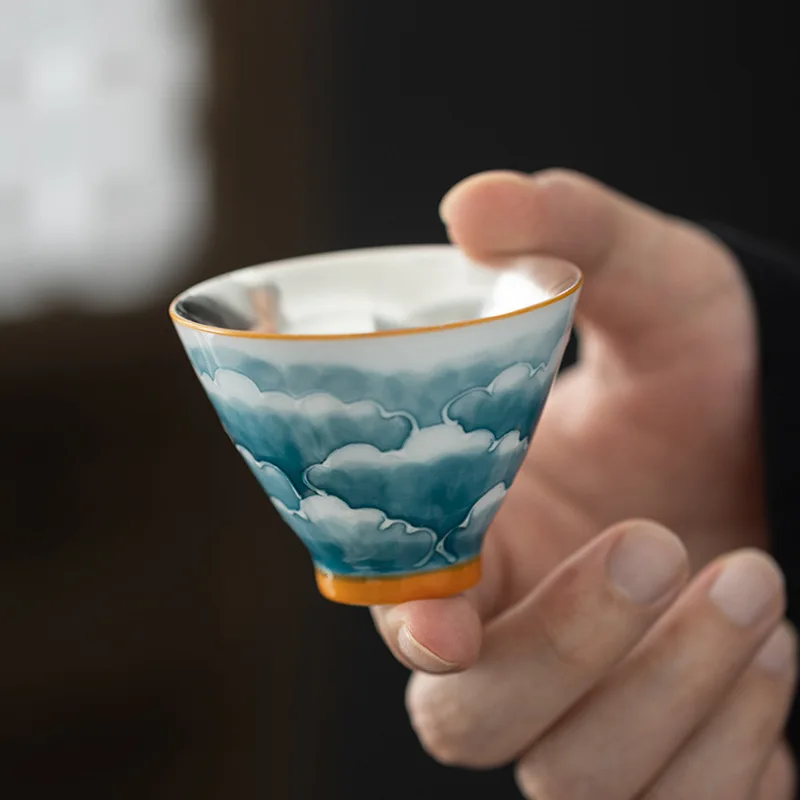 Hand-Painted Tea Gift Set Ceramic Chinese Style Tasting -Plated Master Single Silver Cup Business Souvenir