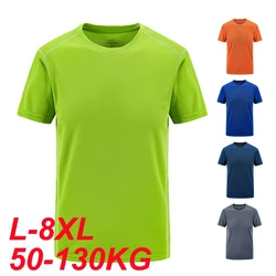 Big Size T-shirt for Men 5XL 6XL 7XL 8XL Summer Quick Drying Sport Green Orange T shirt Breathable Oversized Running Fitness Tee