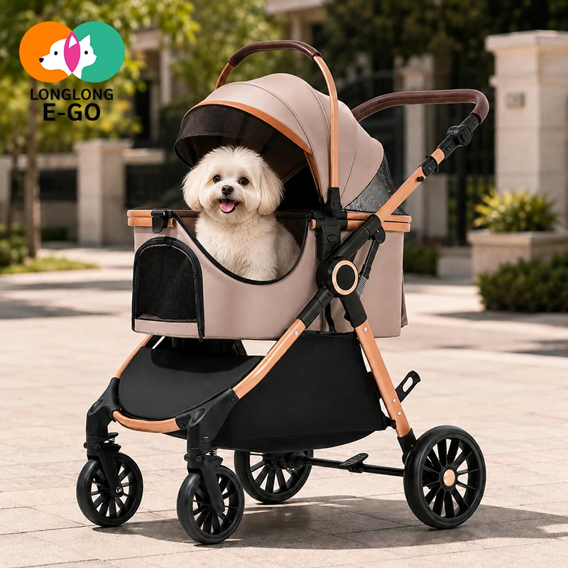 Lightweight Adjustable Fold Pet Stroller With Widened Wheelbase Max Load 25kg Stable Trolley For Small Dogs & Cats Outdoor Use