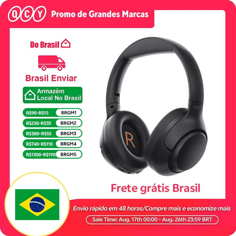 QCY-H3 ANC Auscultadores sem fios, Bluetooth 5.4, Hi-Res Audio, Over Ear Headset, híbrido Active Cancelamento de Ruído, Auscultadores, 60H, 43dB