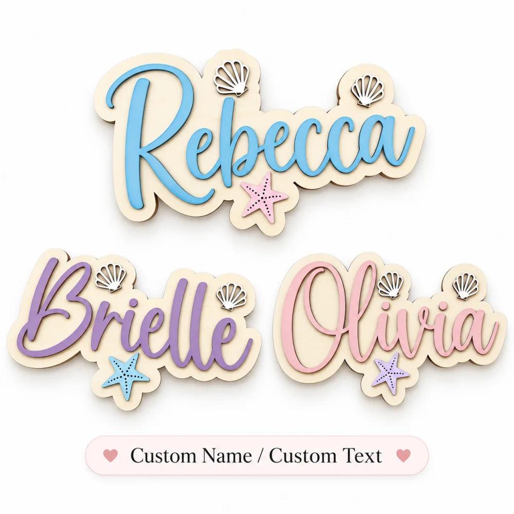 1Pc Beach -Themed Wooden Nameplate - Custom Name Sign Suitable for Room Decor, Wall Plaque, Hanging Sign for Christmas Gifts
