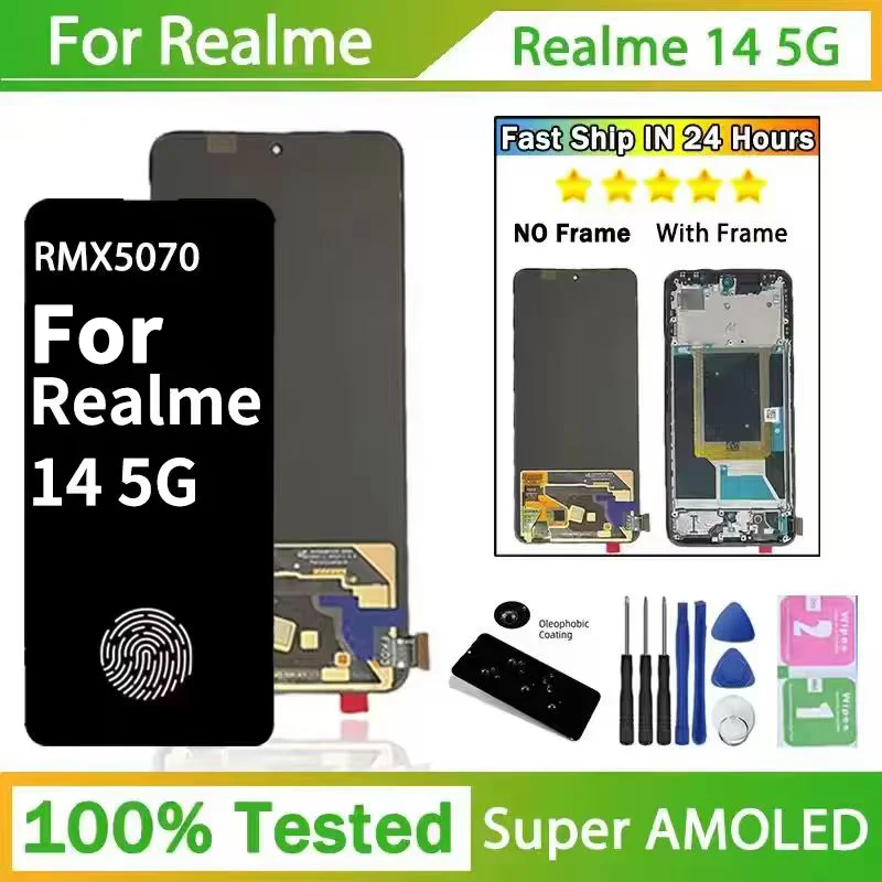 RMX5070 – wysokiej jakości wyświetlacz LCD do telefonu Realme 14 5G, w tym panel dotykowy i digitizer, komplet do montażu wyświetlacza LCD z ramką.