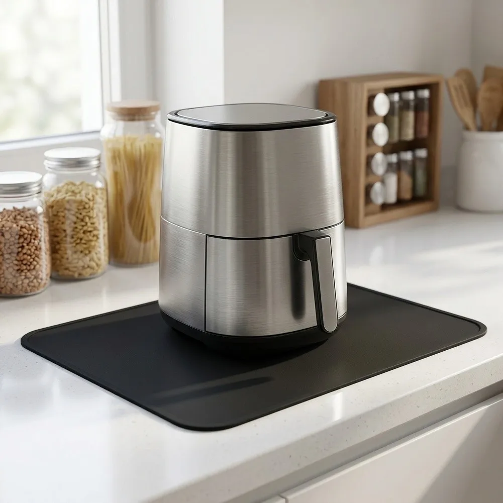 Countertop Heat Protection Mat for Air Fryer and Kitchen Appliances Fiberglass Base with Heat Resistant Silicone Layer