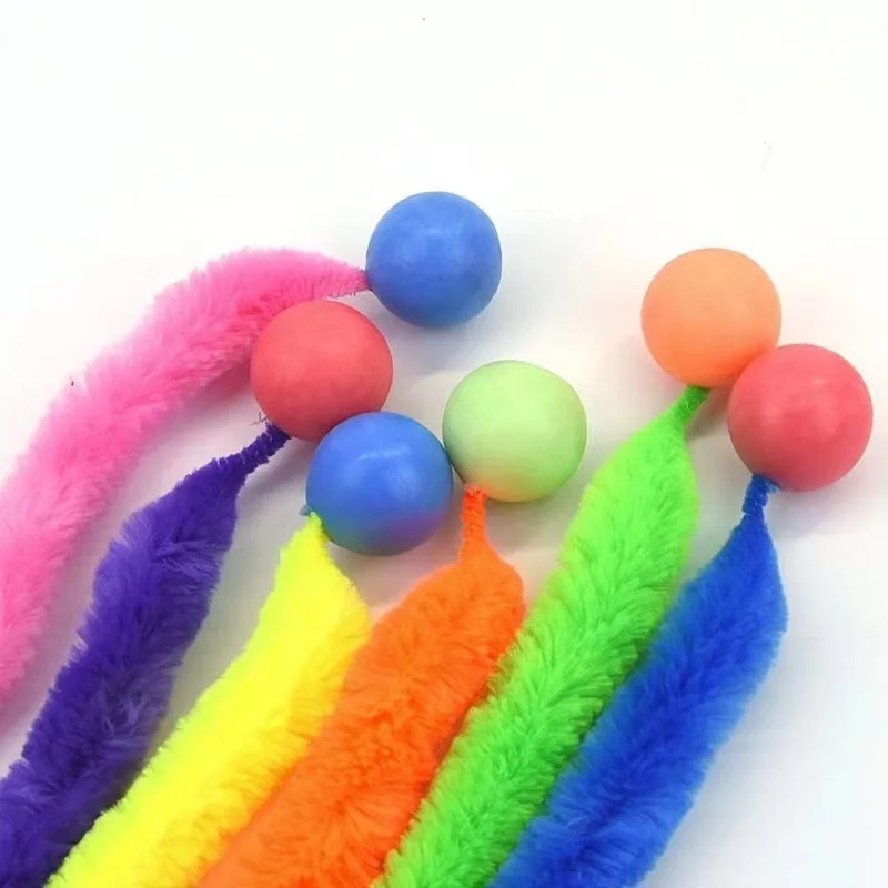 1PC Cat interactive toys Tickle Cat Colorful bouncing ball Pet supplies Puzzle teasing indoor cat worm caterpillar elastic toy