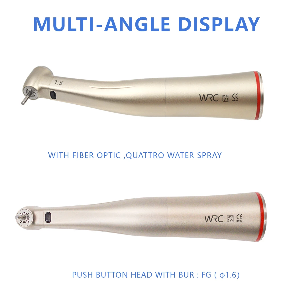 Dental 1:5 Speed Increasing Contra Angle Handpiece with Fiber Optic Light Water Spray E-Type Electric Motor Dentistry Clinic Lab