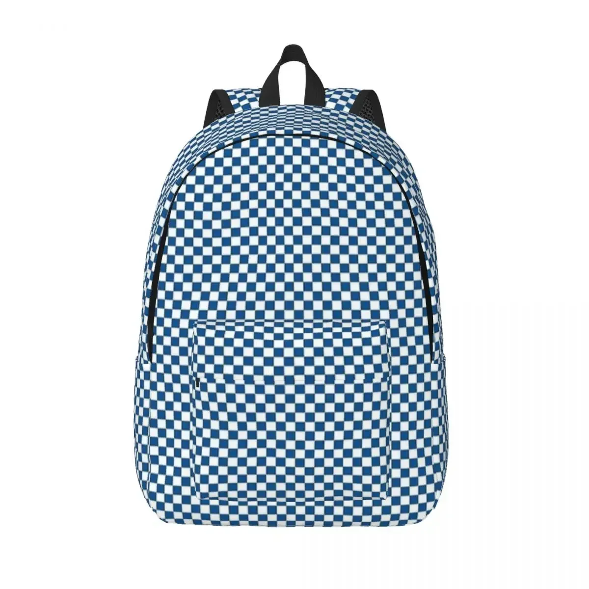 

Blue Checkerboard Backpack for Men Women Teenage Student Work Daypack Checkered College Shoulder Bag Outdoor