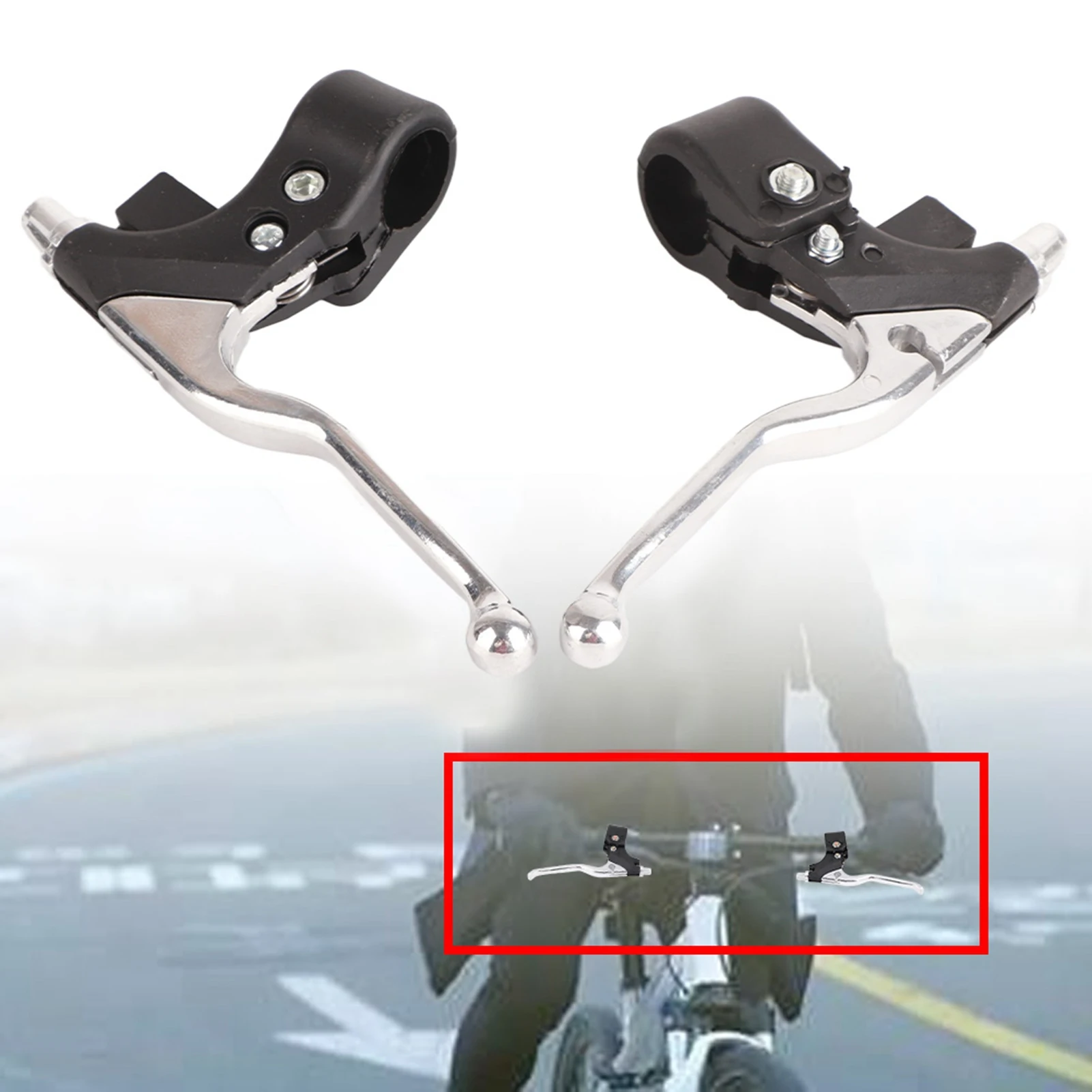 Right Dual Brake & Left Brake Lever Chrome For 47cc 49cc 2 Stroke Mini ATV Quad Go Kart Water Cooled Dirt Pocket Mini Motor Bike