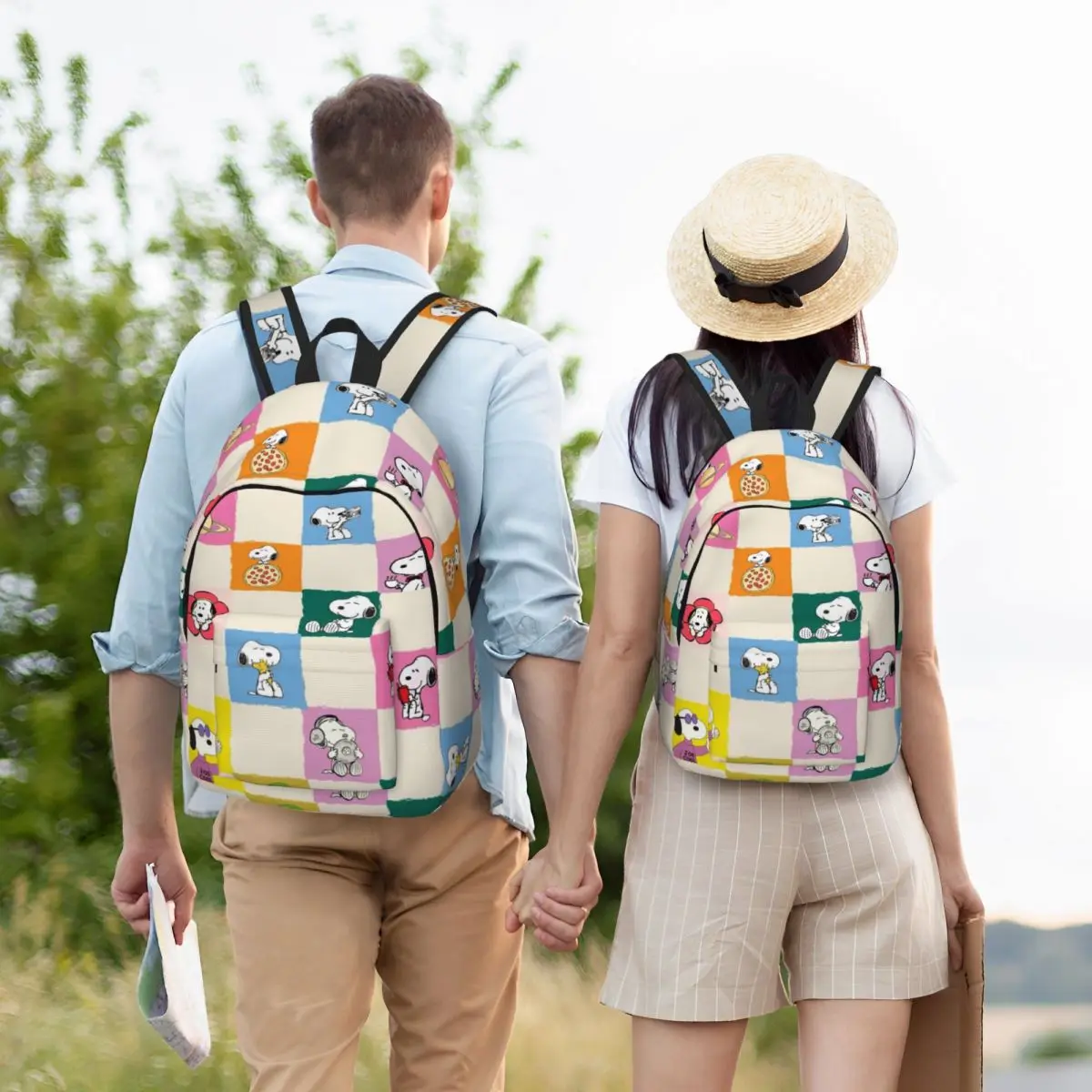 Mochila escolar informal liviana con estampado de Snoopy para la escuela, al aire libre, compras, oficina 15,7 pulgadas 17,7 pulgadas