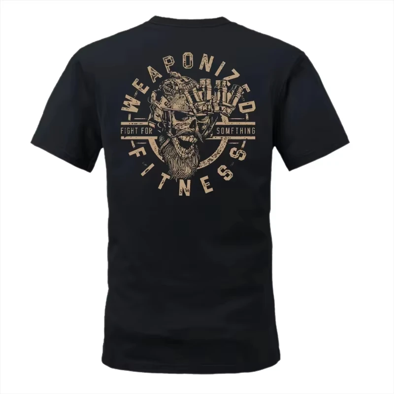 2026 Tactical Fitness T‑Shirt Unisex Bearded‑Skull Soldier Vintage Distressed Print Casual Tee