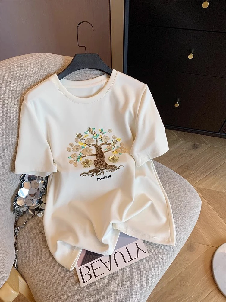 Modny, uniwersalny, nadrukowany, okrągły dekolt, krótki rękaw, męski letni T-shirt, casualowy, wyszczuplający top, odzież codzienna.