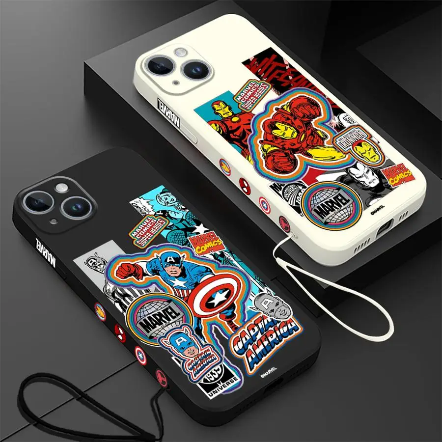 Marvel Super Hero Phone Case for Apple iPhone 16 15 Plus XS Max 14ProMax XR 11 SE 13 Pro 8 7 12 Mini Silicone Soft Cover