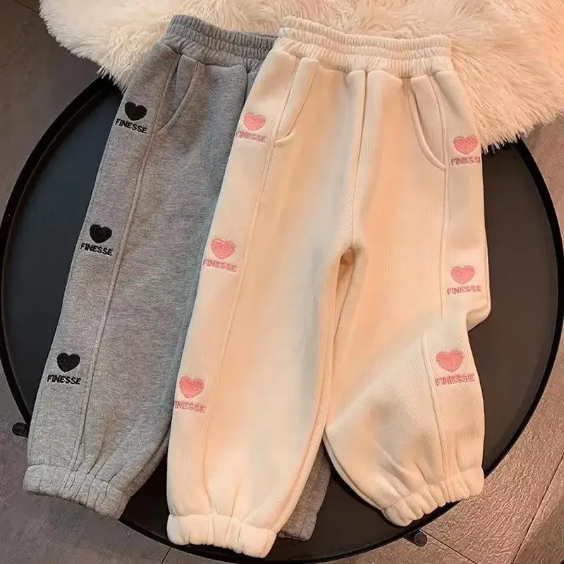 

2023 Winter Girls Warm Pants Kids Clothes for Girls Pants Fashion Children Clothing 2-8 Years Autumn Baby Kids Plush Trousers