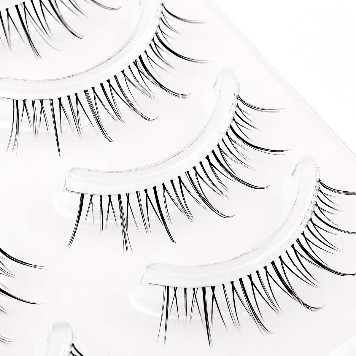 3D False Eyelash 5 Pairs Lashes Manga Clear Band Wispy Small Flame Under False Lashes Strip Natural Bottom Eyelashes Korean