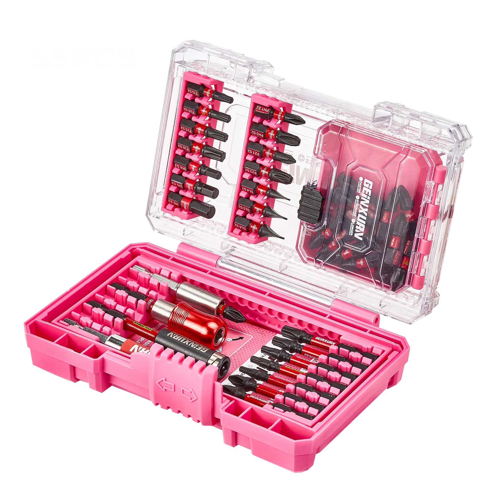 

Geinxurn 46PCS Impact Screwdriver Bit Set with Tough Case(Pink), S2 Steel Bit Set,1''/ 2" Long Impact bits with 4 PCS bit holder