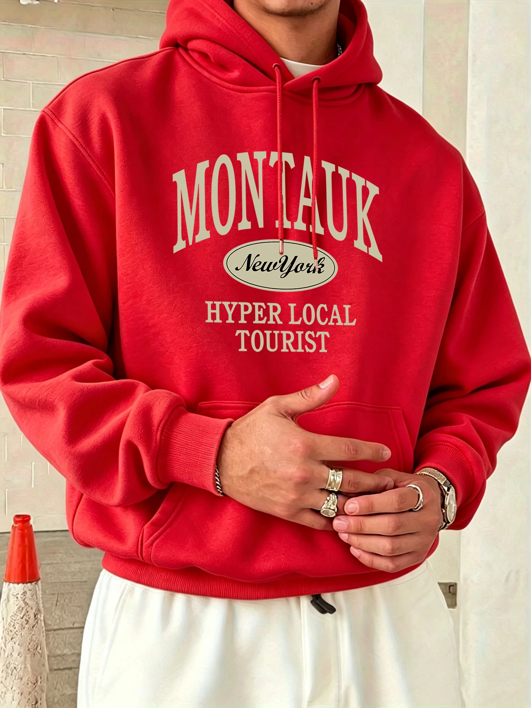 Montauk New York Hyper Local Tourist Print Autumn Fleece Top Man Soft Hoodie All-Match Street Clothes Casual Comfy Streetwear