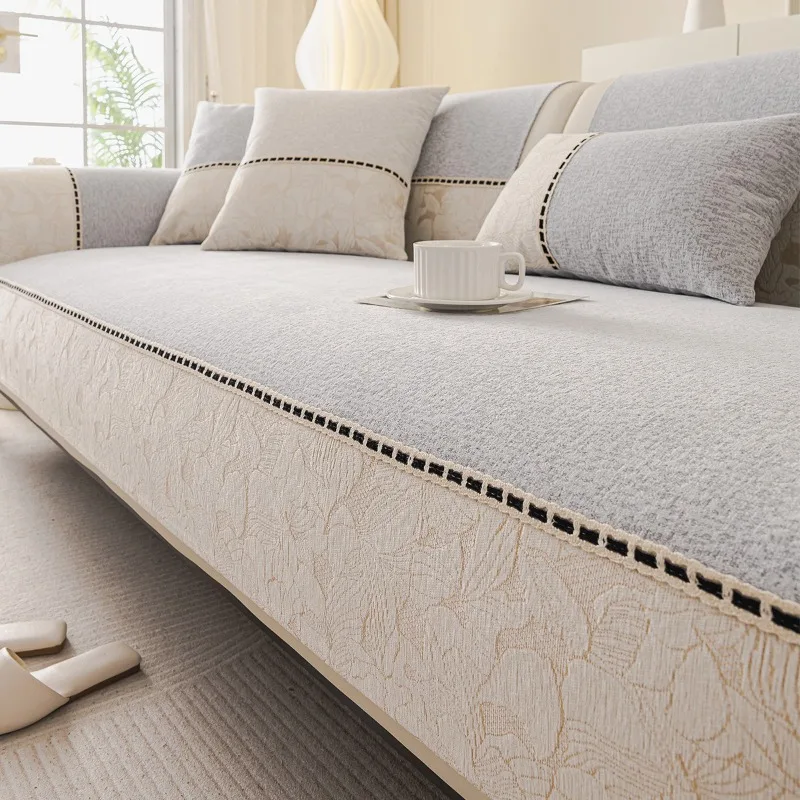 1 piece of simple style four-season sofa towel thickened plush non-slip sofa dust cover furniture protective towel pillowcase