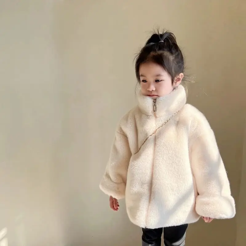 Girls' Winter Coat Fashionable Children's High End Sensation Imitation mink fur Thick Warm Cotton Jacket
