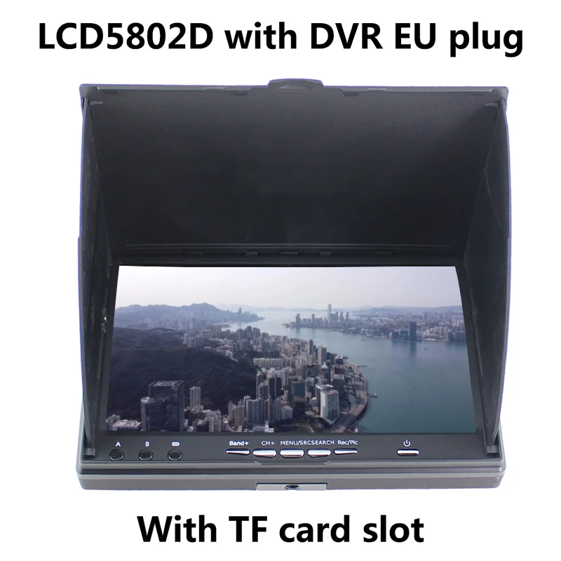 LCD5802D 5802 5.8G 40CH 7 Inch Raceband FPV Monitor 800x480 with DVR Build-in Battery Video Screen for FPV Multicopte