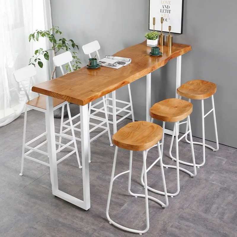 Nordic solid wood large board balcony window bar table and chairs restaurant wine bar clothing milk tea shop leisure