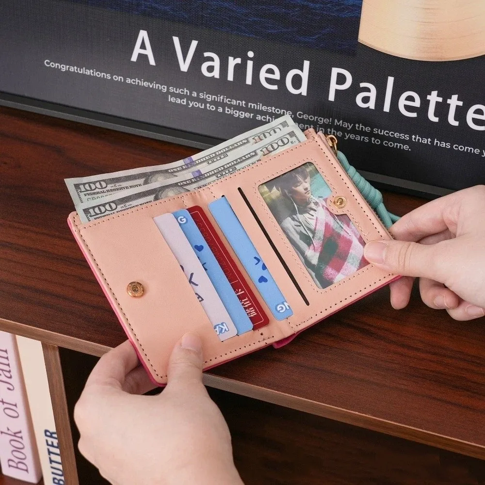 Niedliche kurze Geldbörse mit mehreren Kartenfächern und Herzform, Cartoon-Herz-Kartenhalter, Geldbeutel für Studenten