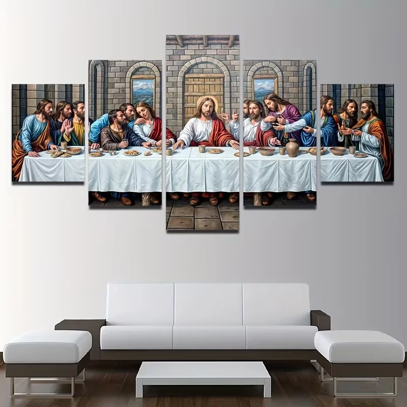 DIY Diamond Painting 5 Panel Jesus The Last Supper Mosaic Cross Stitch Full Square/Round 5D Diamond Embroidery Living Room Art