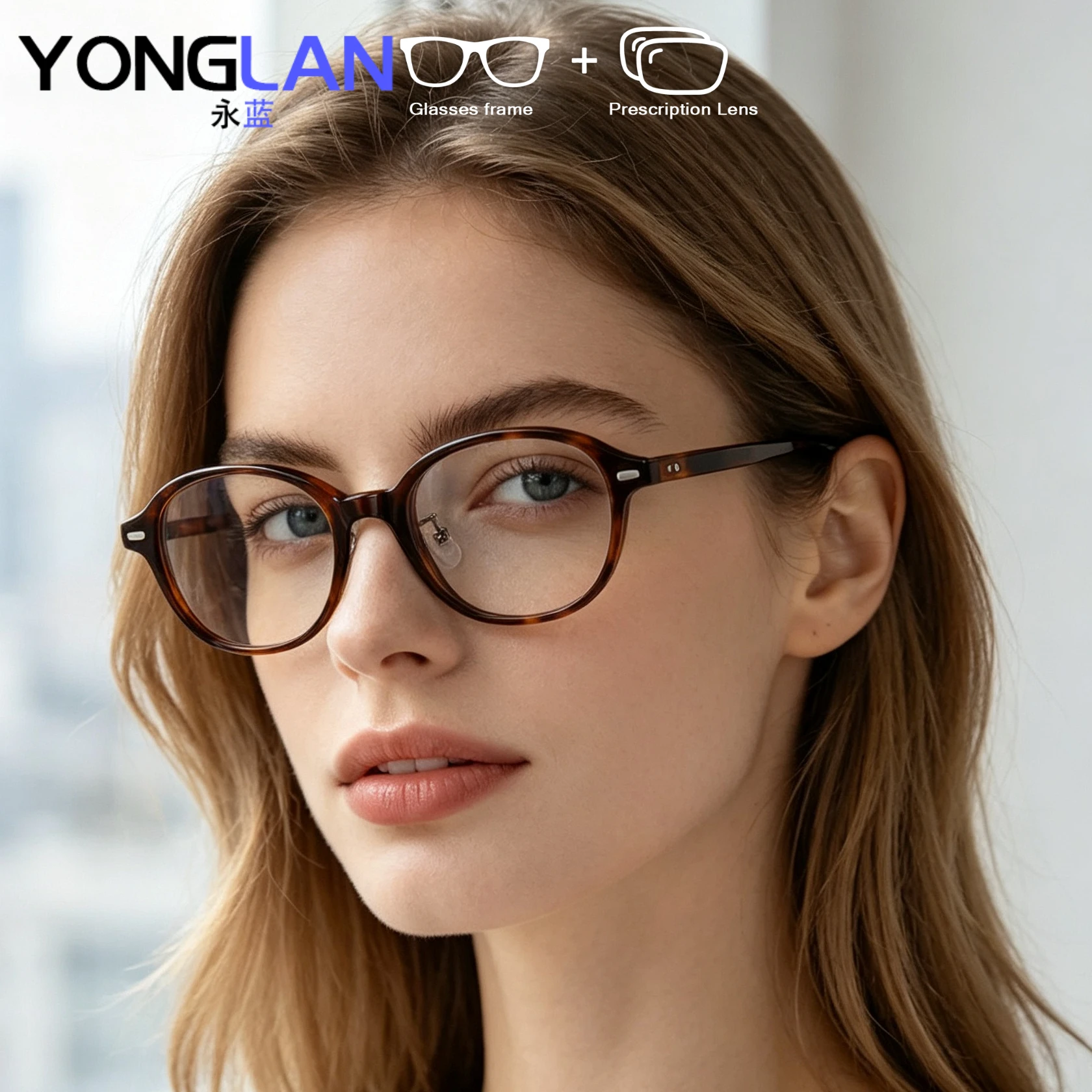 Pretty Stylish Handmade Oval  Acetate Prescription Glasses Eyeglasses for Women Anti Blue Light Glasses With Myopia Degree