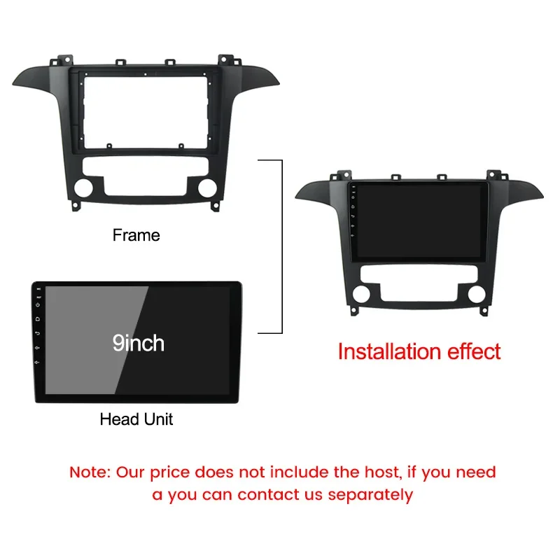 9 بوصة راديو السيارة لوحة ستيريو لفورد SMAX S-MAX الأسود 2006 - 2015 لاعب الإطار 2 الدين رئيس وحدة فآسيا السلطة داش غطاء لوحة #3
