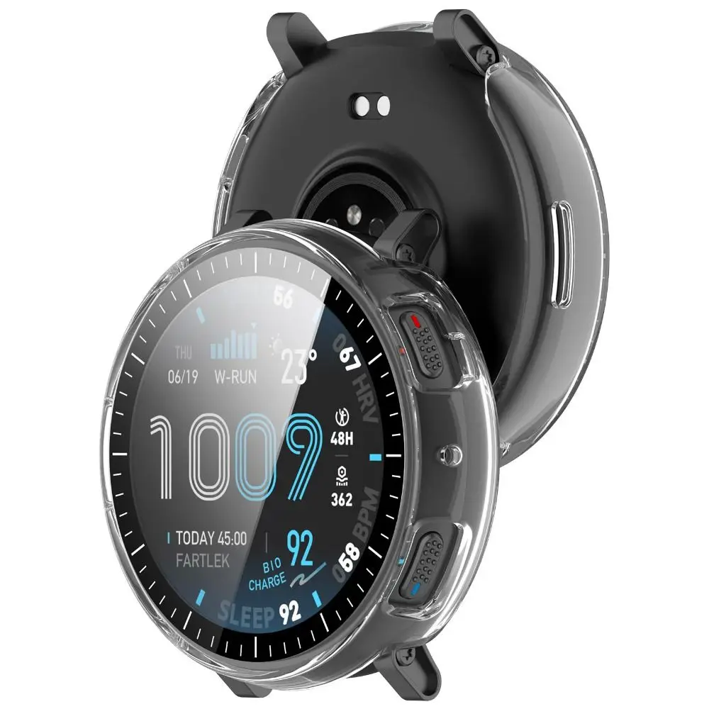 PC+Tempered Protective Case Anti-Scratch Full Coverage Screen Cover Bumper Shockproof Protector Shell for Amazfit Active Max