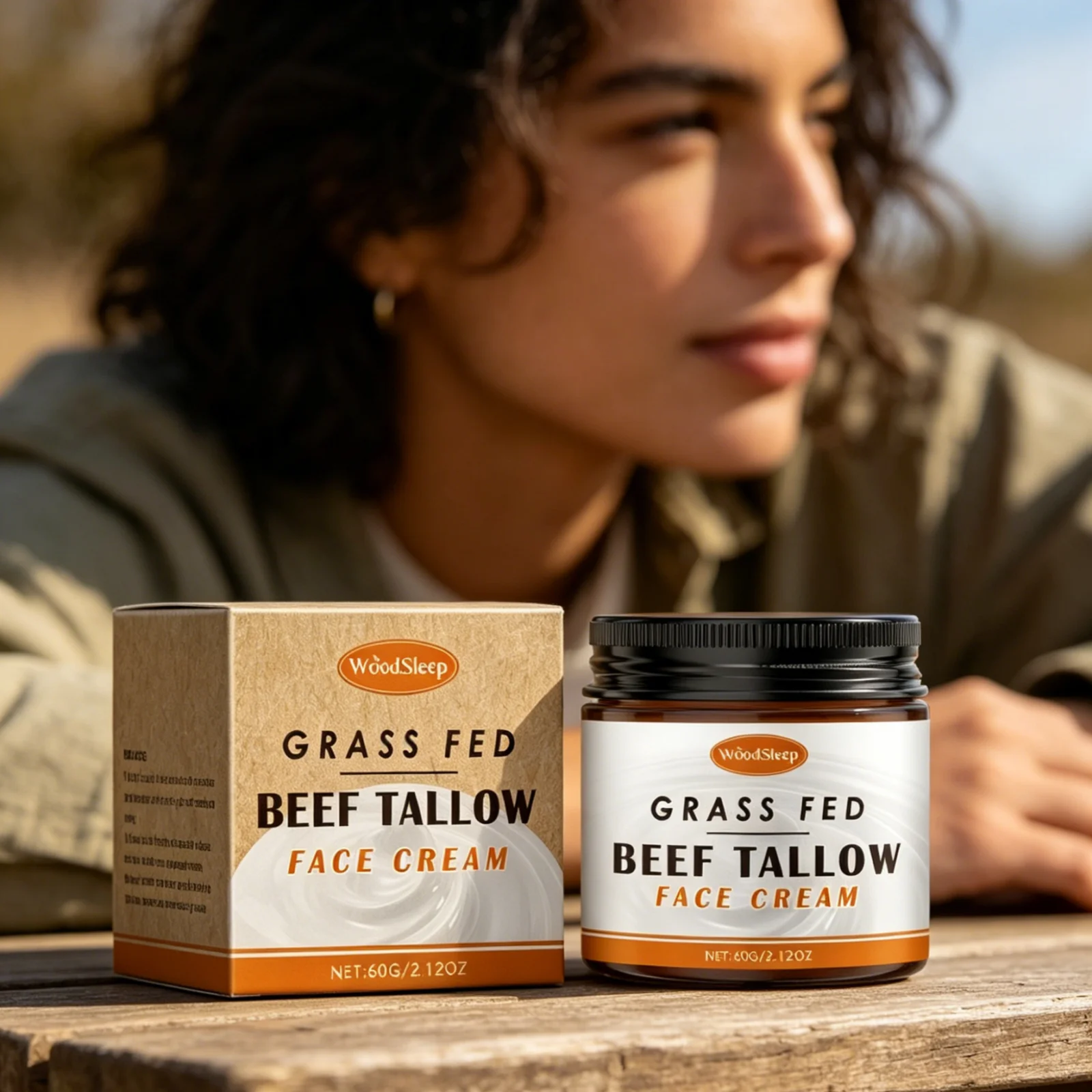 WoodSleep Grass Fed Beef Tallow Face Cream Anti Chapping Deep Moisturizing Skin Barrier Repair Natural Tallow Facial Moisturizer