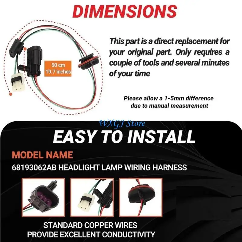 

37JE Reliable Headlight Wire Harness Efficient Headlight Cable 6281930 for 1500 2500