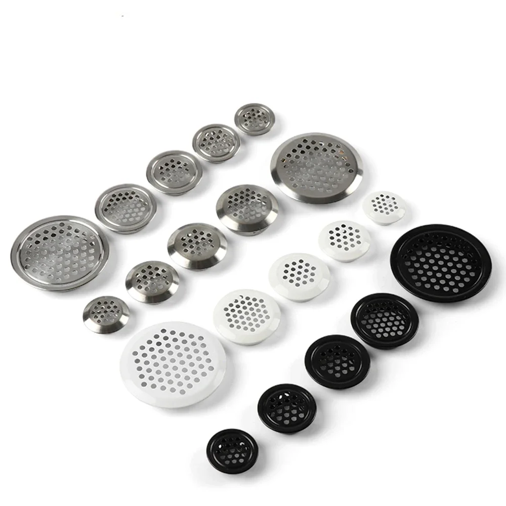 Stainless Steel Circular Ventilation Grille Wardrobe Cabinet Metal 19mm-81mm Silver Black White Grille Ventilation System