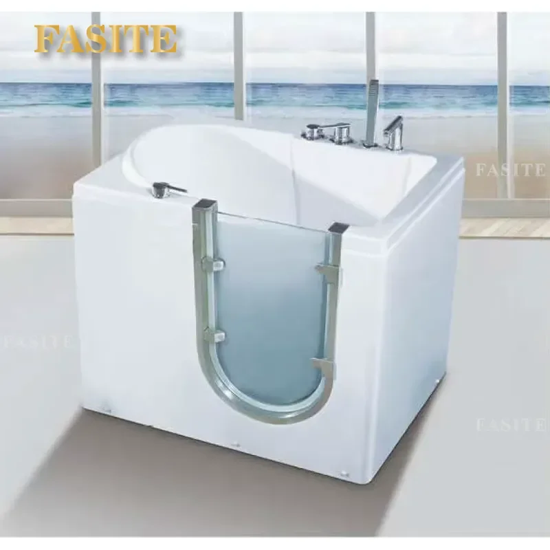 Modern Freestanding Walk In Bathtub Deep Soaking Tub For Bathroom Home Spa Relaxation Acrylic Oval Bath With Drain
