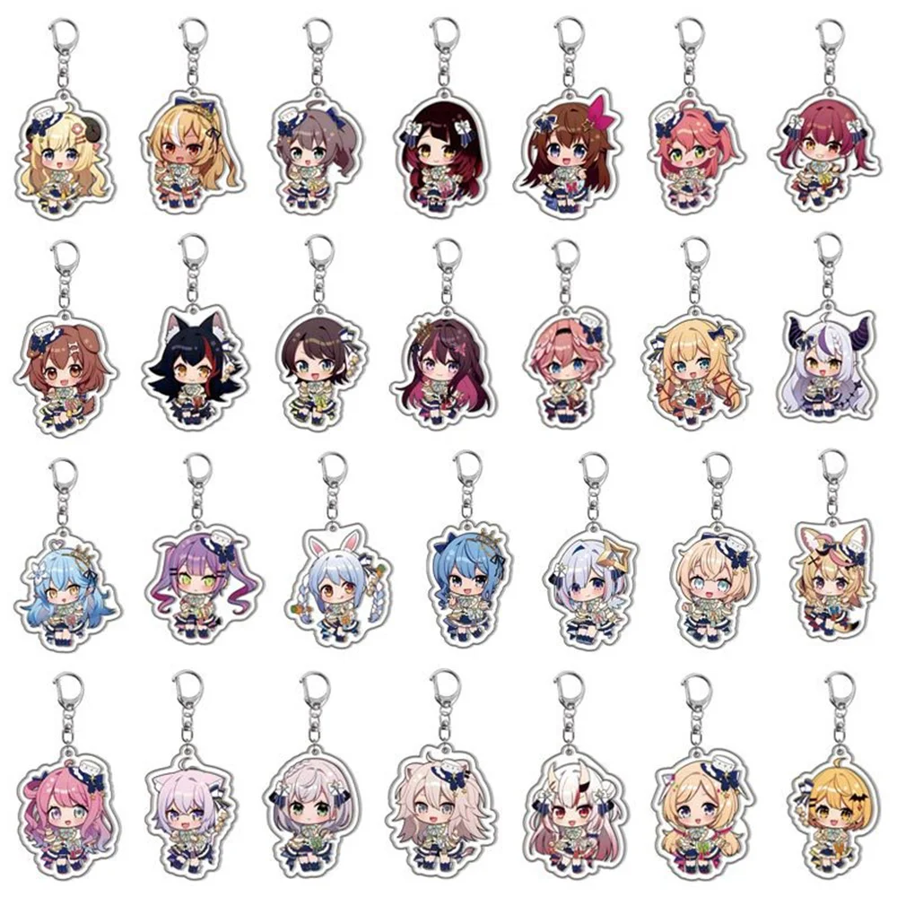 ﻿Anime Hololive Vtuber Figures Acrylic Keychain Inugami Korone Shirakami Fubuki Bag Charms Cartoon Pendant Fans Gift Keyring