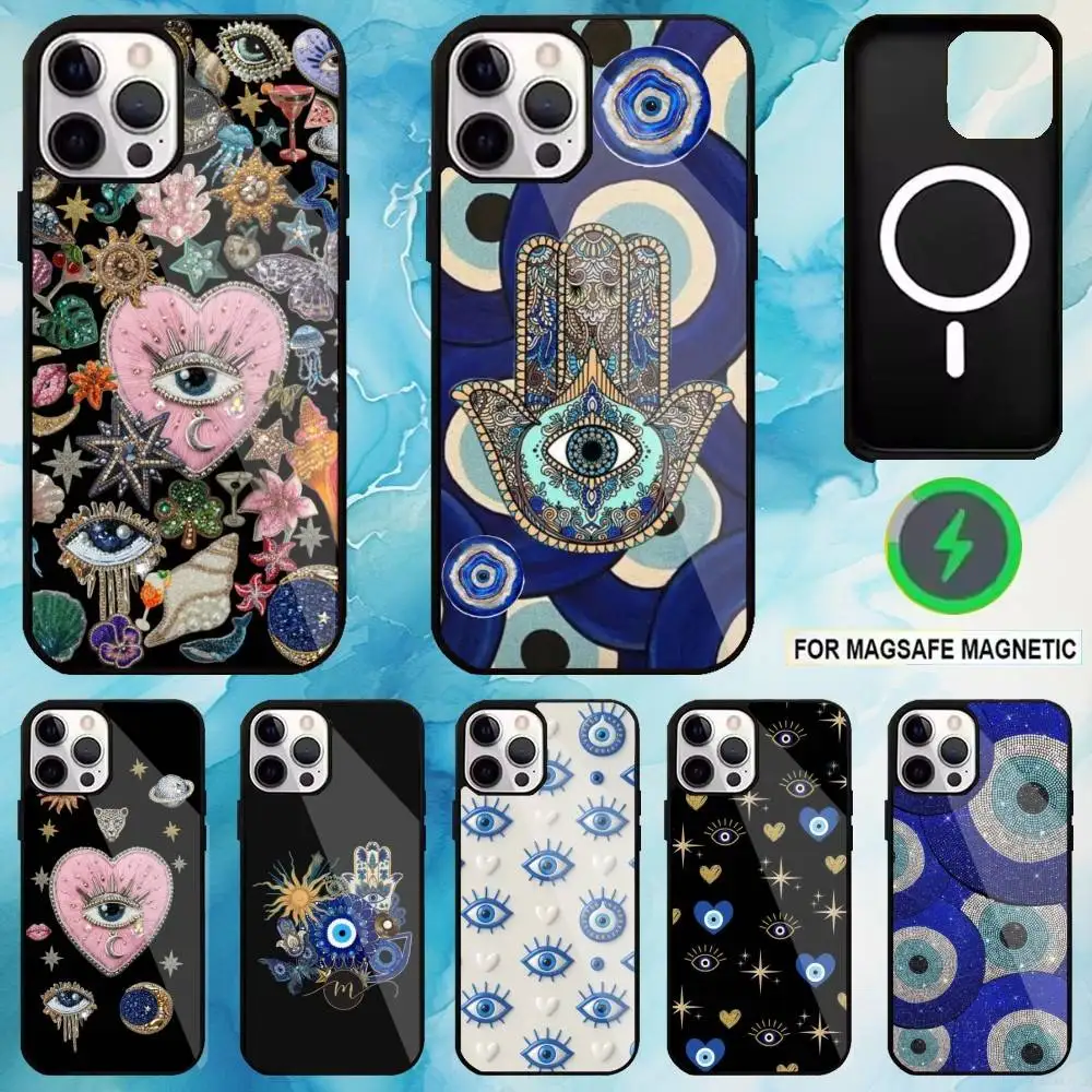 

Lucky Eye Blue Evil Eyes Phone Case For iPhone17,16,15,14,13,12,11 Plus,Pro Max Magnetic For Magsafe Wireless Charging