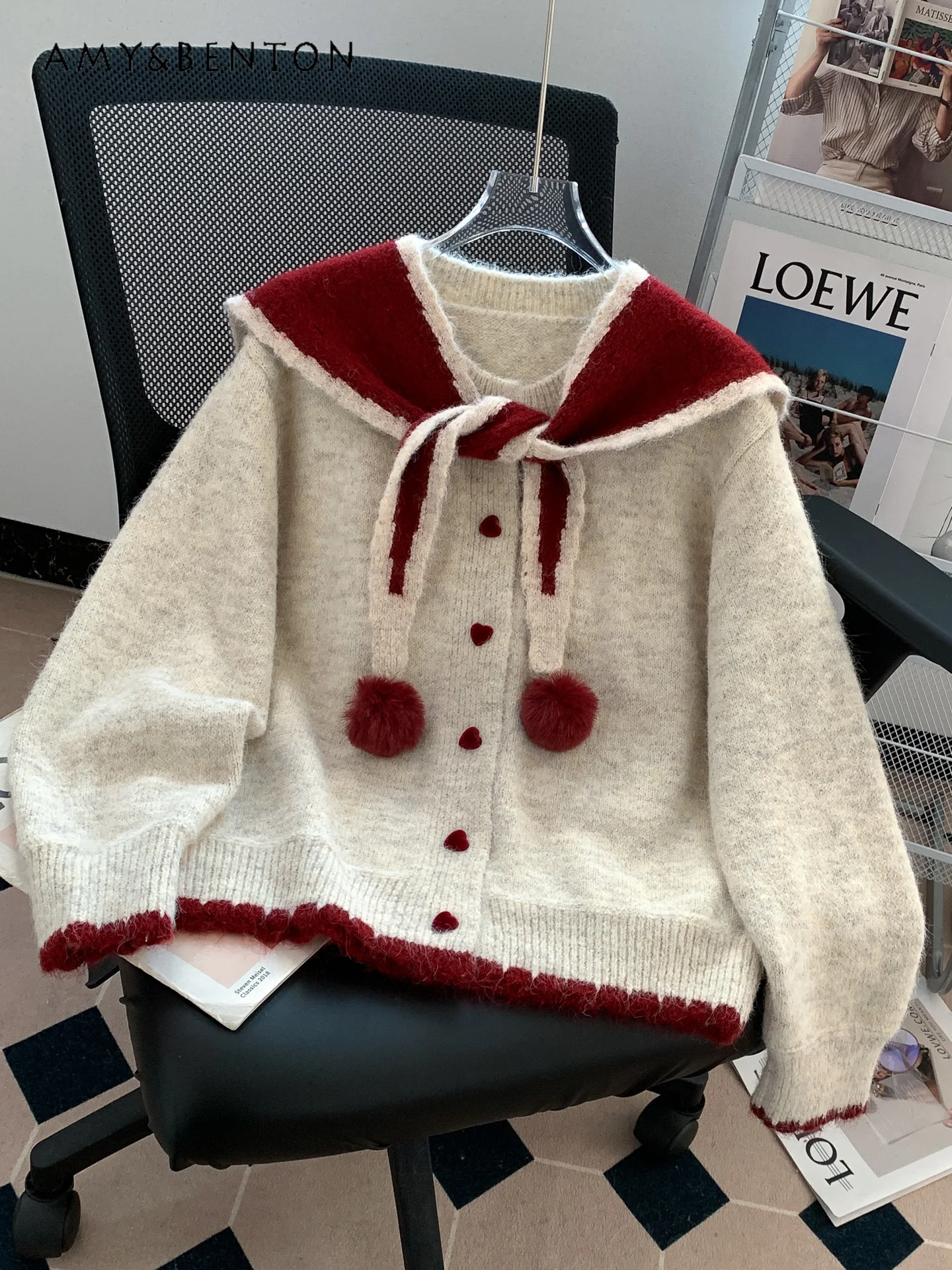 

2025 Autumn Winter New Korean Style Apricot Knitted Cardigan Shawl Sweater for Women Loose Fashion Versatile Light Gray Top