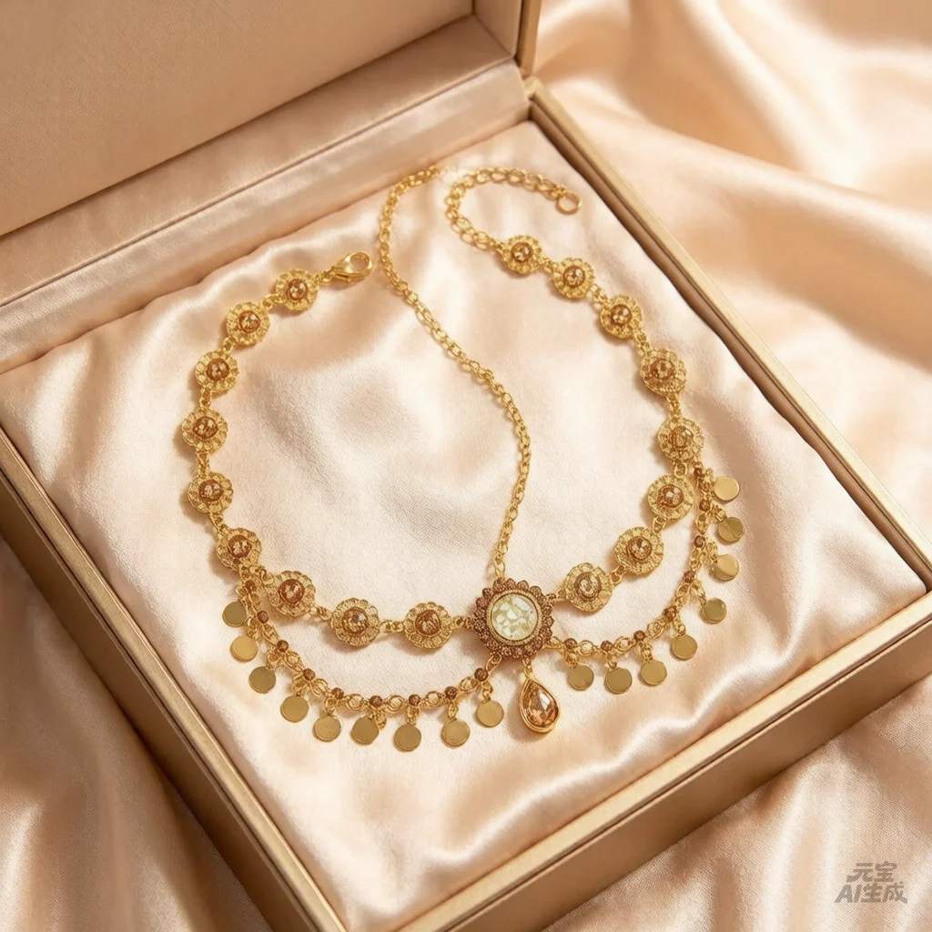 Indian Head Chain For Women Arabic Gold Color Coins Tassel Bridal Rhinestone Hair Chain Headdress Wedding