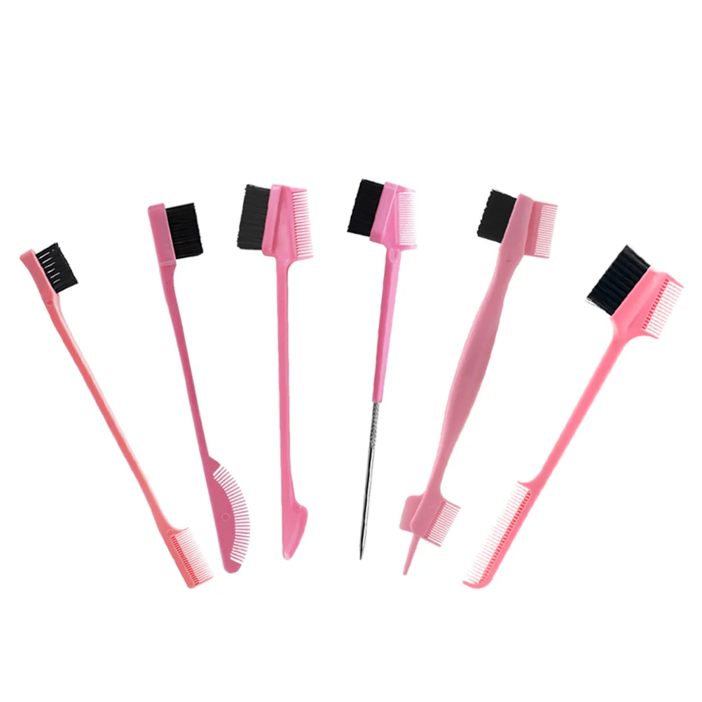 6 Pcs Eyelash Comb Makeup Brow Brush Multipurpose Eyebrow Double Sided Pink Abs Tool Miss