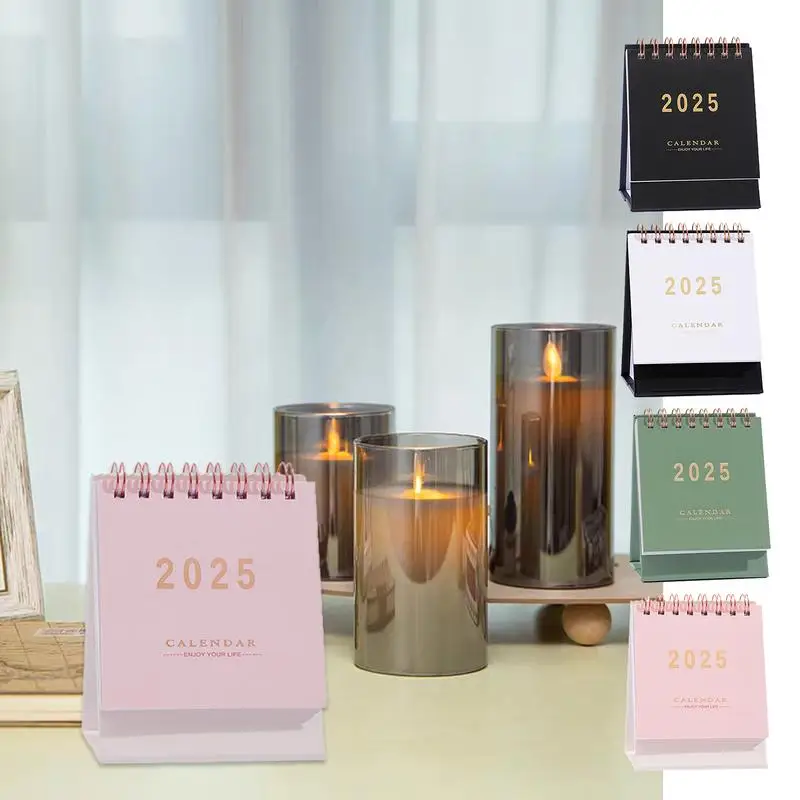 ปฏิทินตั้งโต๊ะแบบตั้งได้ปฏิทินทำงาน2025โต๊ะพับได้ม้วนปฏิทินวางแผนรายวันส่วนบุคคลสำหรับการจัดระเบียบที่ง่าย