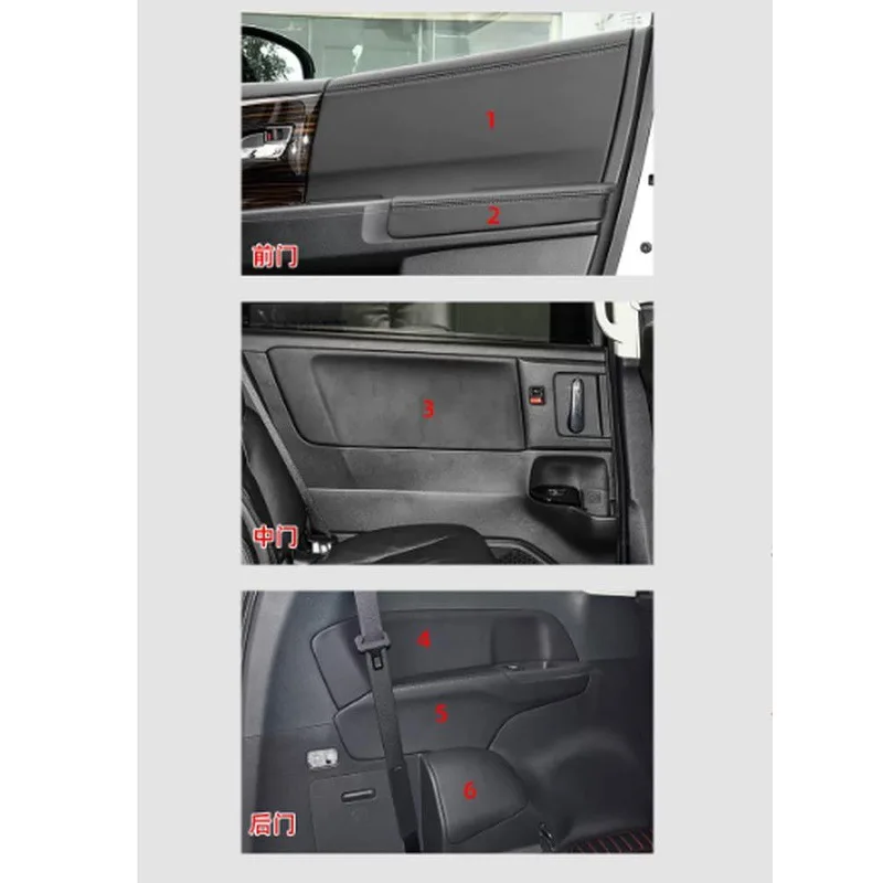 Door Panel Leather Cover Kit for Select MPV Models, Microfiber Leather Armrest and Door Trim Wrap Set with Adhesive and